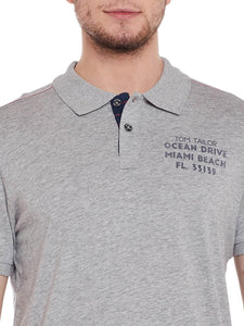 Tom Tailor Grey Solid Polo T-Shirt