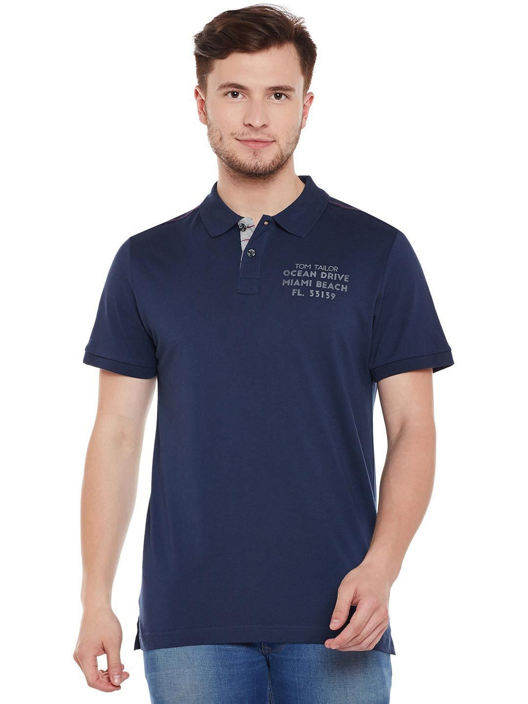 Tom Tailor Navy Blue Solid Polo T-Shirt