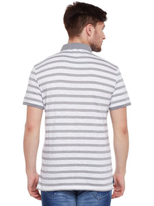 Tom Tailor Grey Striped Polo T-Shirt