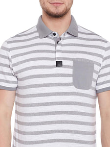 Tom Tailor Grey Striped Polo T-Shirt