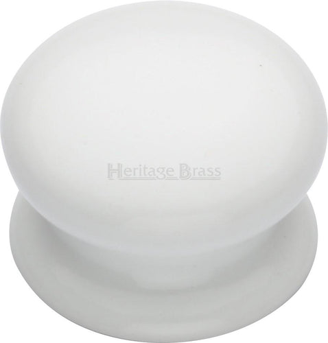 Cabinet Knob Plain White 32mm with Porcelain base