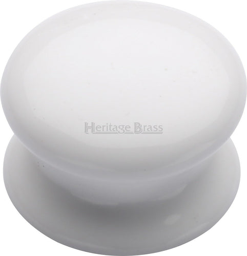 Cabinet Knob Plain White 38mm with Porcelain base