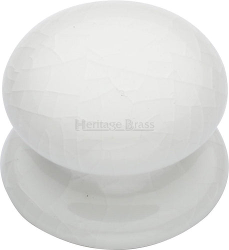 Cabinet Knob White Crackle 32mm with Porcelain base