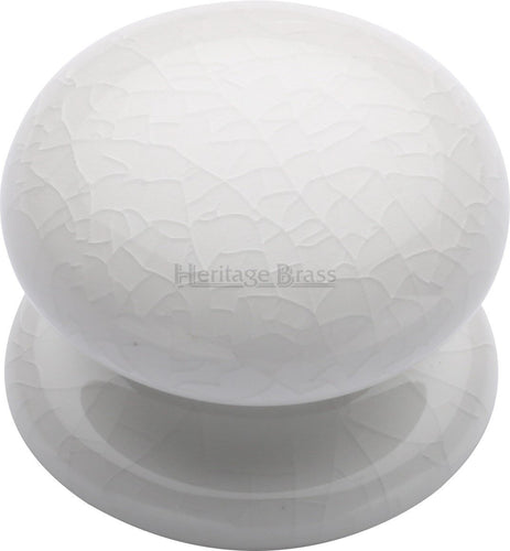 Cabinet Knob White Crackle 38mm with Porcelain base