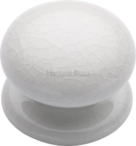 Cabinet Knob White Crackle 38mm with Porcelain base
