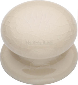 Cabinet Knob Cream Crackle 32mm with Porcelain base