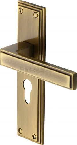 Heritage Brass Door Handle Euro Profile Atlantis Design