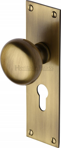 Heritage Brass Mortice Knob on Euro Profile Plate Balmoral Design