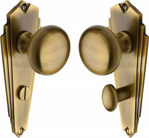 Heritage Brass Mortice Knob on Bathroom Plate Broadway Design