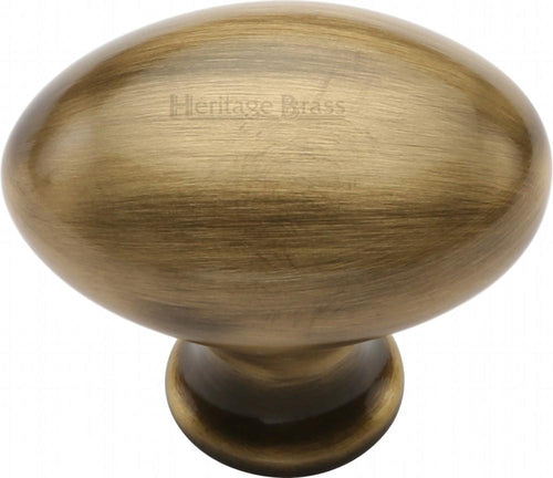 Heritage Brass Cabinet Knob Oval Design 32mm