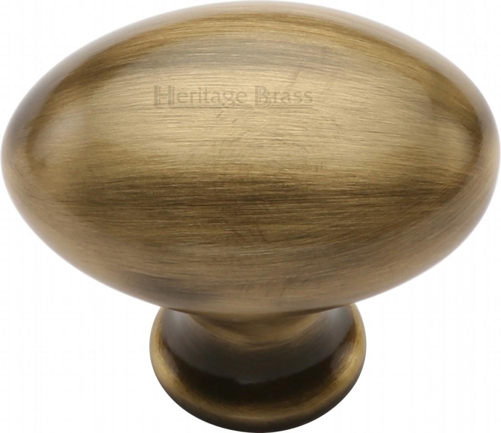 Heritage Brass Cabinet Knob Oval Design 32mm