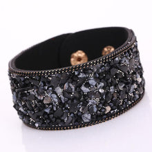 Load image into Gallery viewer, Crystal Stone Bracelets Bracelets Cowhide Bracelets Wrist Chains Black