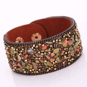 Crystal Stone Bracelets Bracelets Cowhide Bracelets Wrist Chains Black