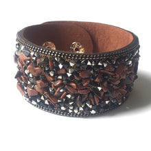 Load image into Gallery viewer, Crystal Stone Bracelets Bracelets Cowhide Bracelets Wrist Chains Black