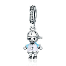 Load image into Gallery viewer, BAMOER 2018 New 100% 925 Sterling Silver Couple Little Girl &amp; Boy Pendant Charm fit Girls Charm Bracelet DIY Jewelry SCC544