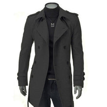 Load image into Gallery viewer, Fashion Winter Men Jackets Black Grey Faux Wool Trench Men Cardigan Business Clothes Slim Fit Belted Long Coat Outwear Hombre
