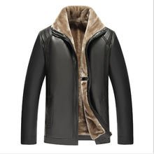 Load image into Gallery viewer, Mens Coats PU Leather Jackets Fleece Thick Zipper Slim Fit Outwear Male Coats Fashion Warm Winter Mens Outfit Jaqueta Masculina