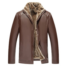 Load image into Gallery viewer, Mens Coats PU Leather Jackets Fleece Thick Zipper Slim Fit Outwear Male Coats Fashion Warm Winter Mens Outfit Jaqueta Masculina