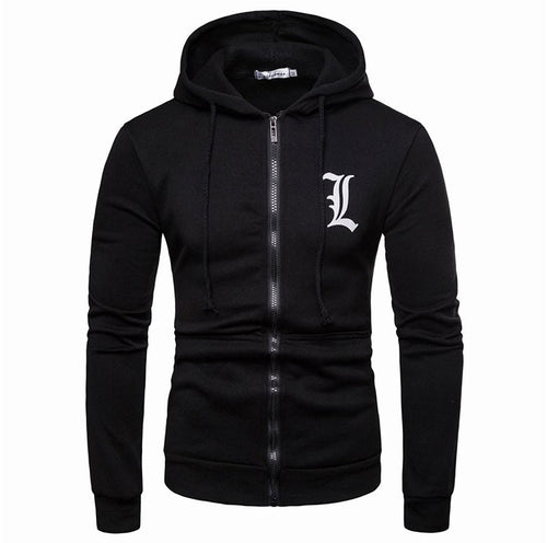 Men Hoodies Long Sleeve Zipper Jacket