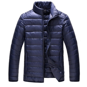 2018 Autumn Winter Mens Stand Collar Duck Down Jacket Light Thin Solid Casual Coat Men Outwear Ultralight Down Jackets Plus Size