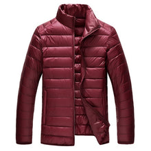 Load image into Gallery viewer, 2018 Autumn Winter Mens Stand Collar Duck Down Jacket Light Thin Solid Casual Coat Men Outwear Ultralight Down Jackets Plus Size